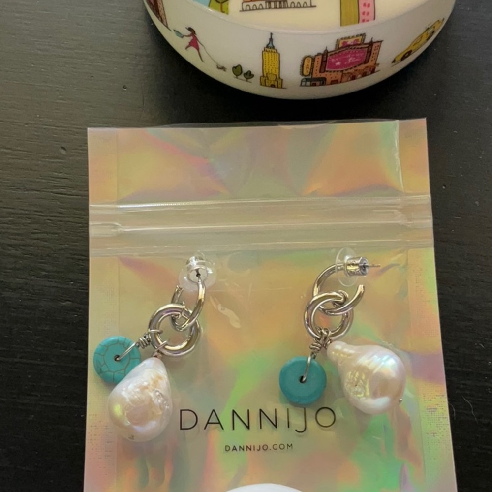 DANNIJO PEARL AND TURQUOISE CHARM EARRINGS! GORGEOUS NEW!